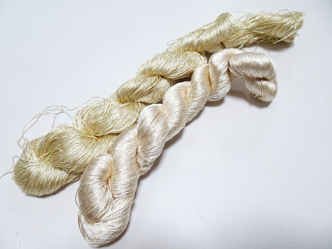 Japanese Vintage High Class Rare Silk Thread 2sets Mixture of Gold embroidery 14687
