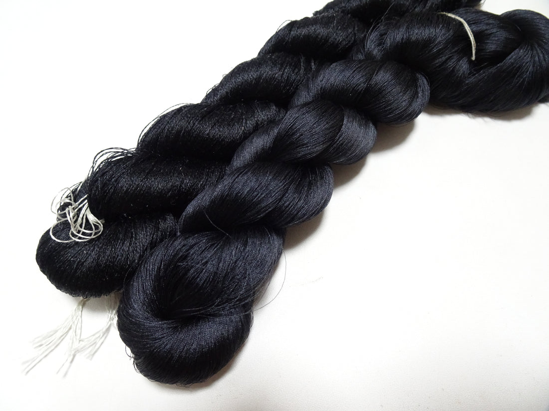 Japanese Vintage Twisted Silk Thread 2sets Black Embroidery 17423