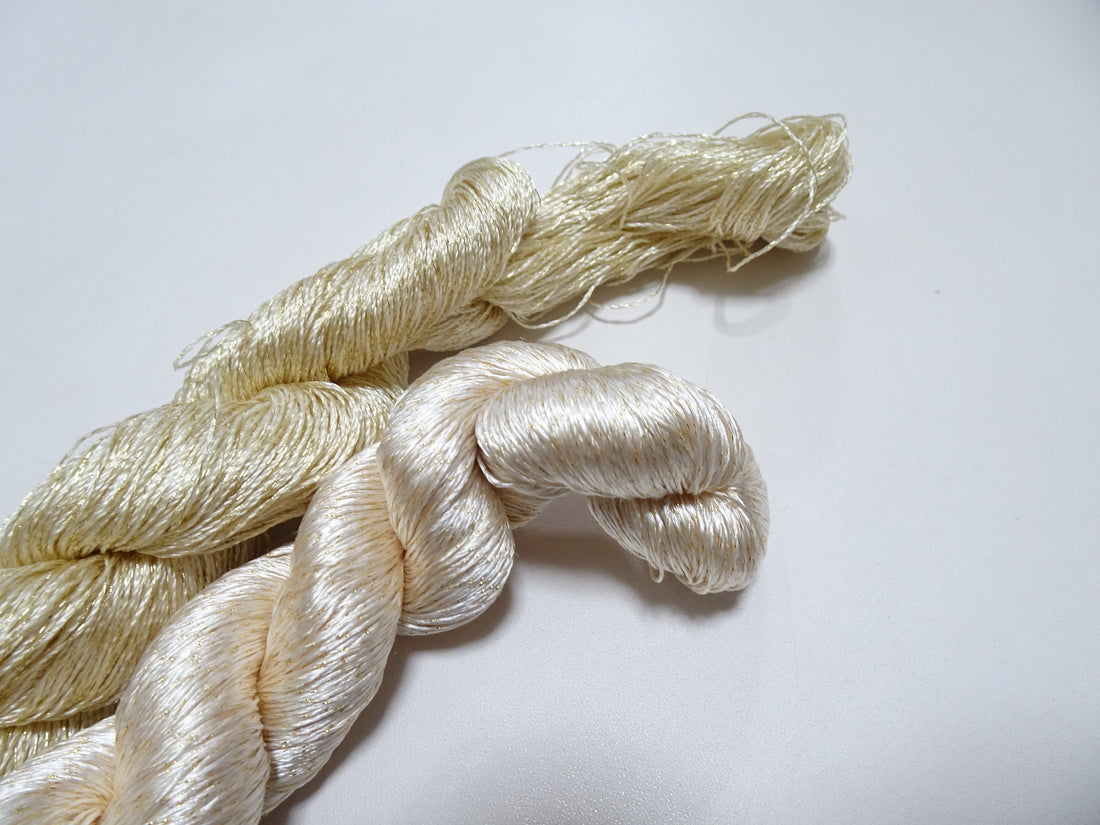 Japanese Vintage High Class Rare Silk Thread 2sets Mixture of Gold embroidery 14687