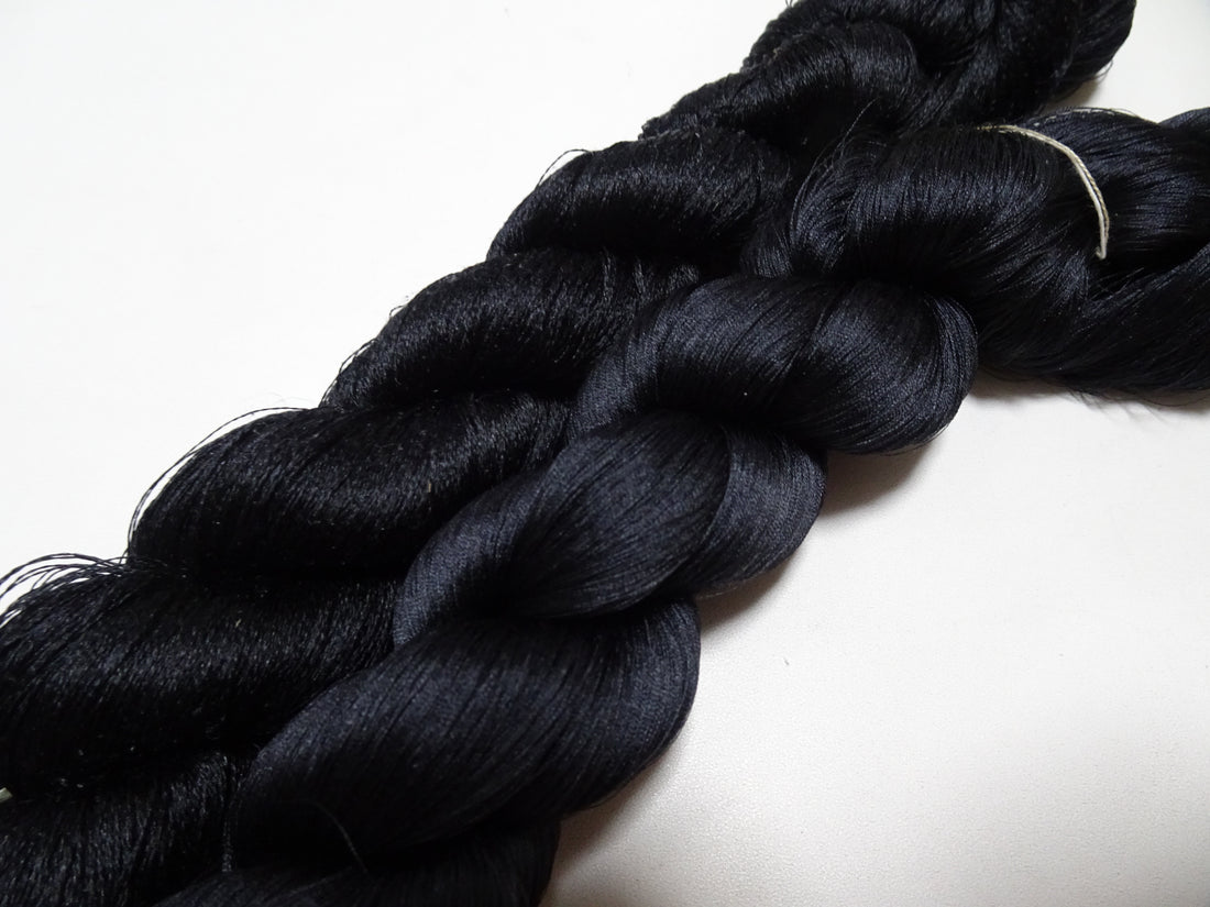 Japanese Vintage Twisted Silk Thread 2sets Black Embroidery 17423