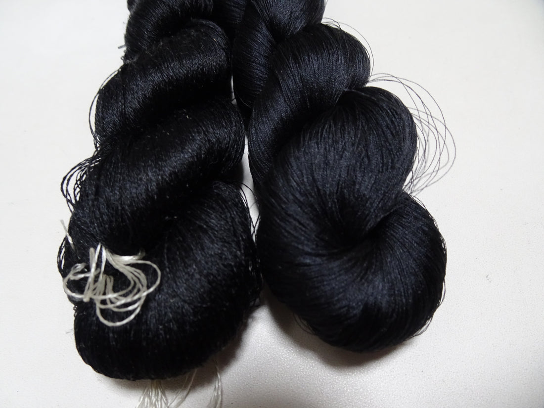 Japanese Vintage Twisted Silk Thread 2sets Black Embroidery 17423