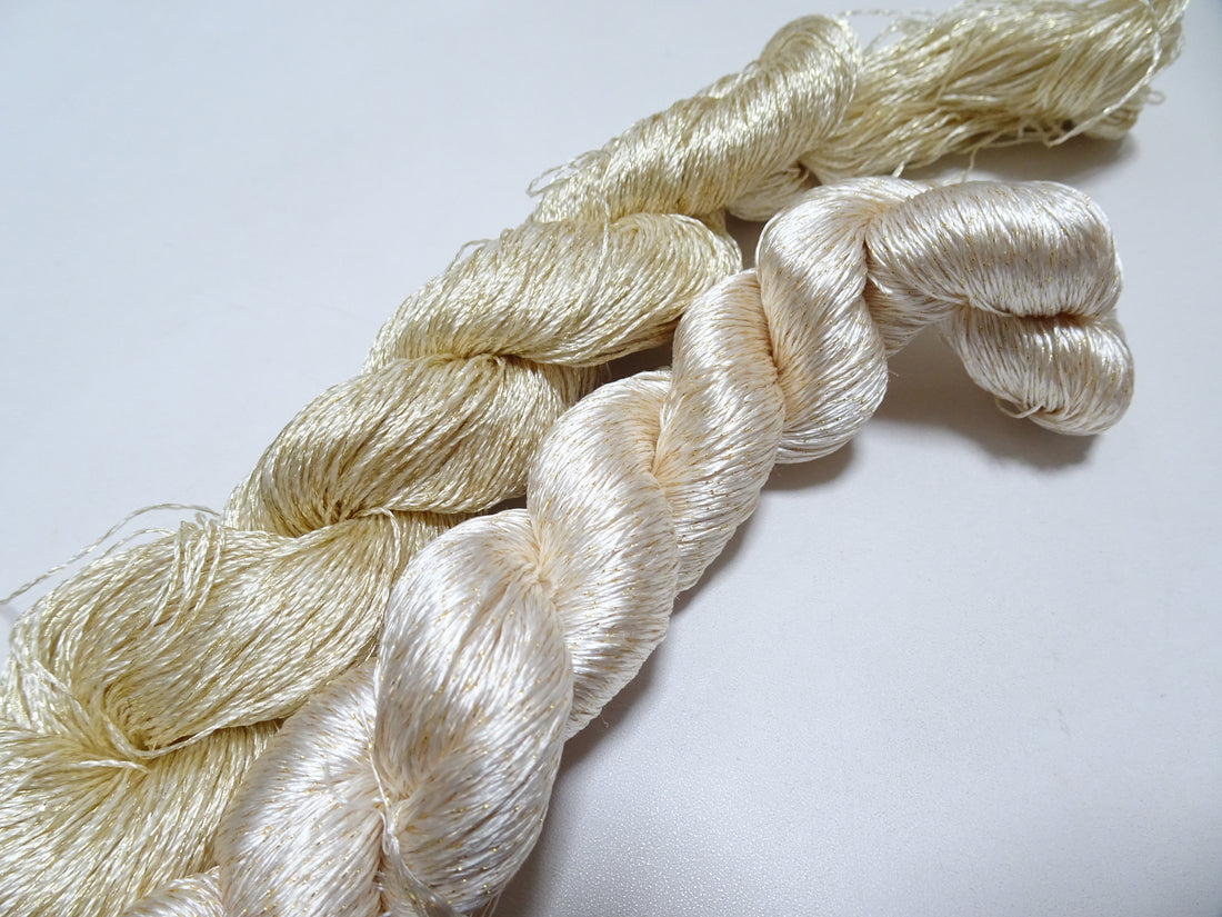 Japanese Vintage High Class Rare Silk Thread 2sets Mixture of Gold embroidery 14687
