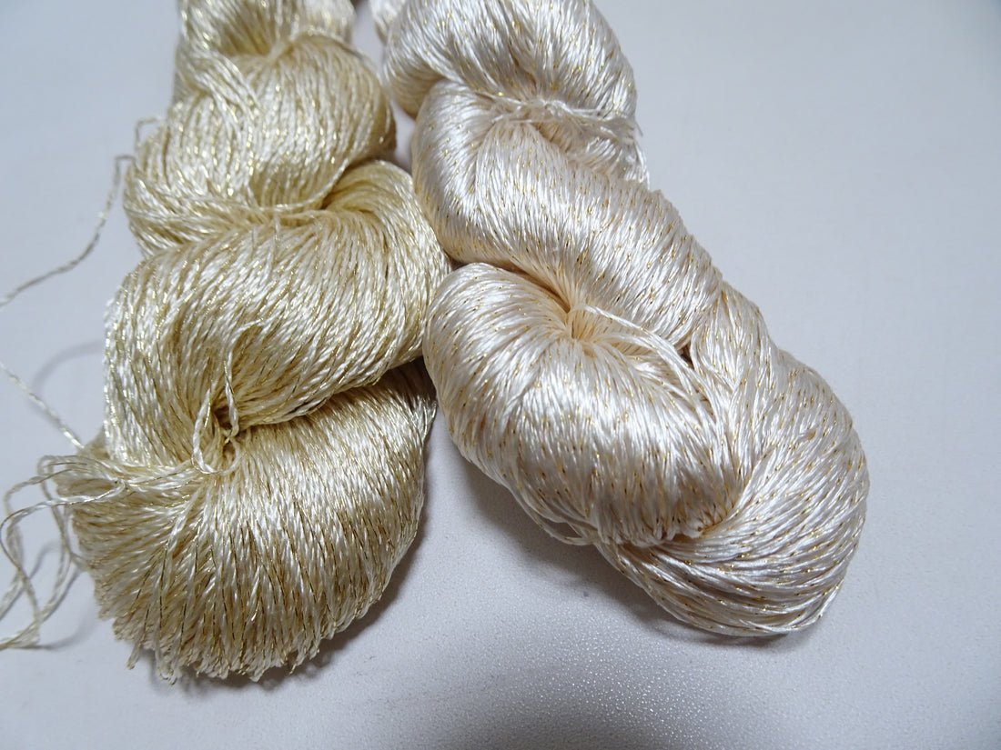 Japanese Vintage High Class Rare Silk Thread 2sets Mixture of Gold embroidery 14687