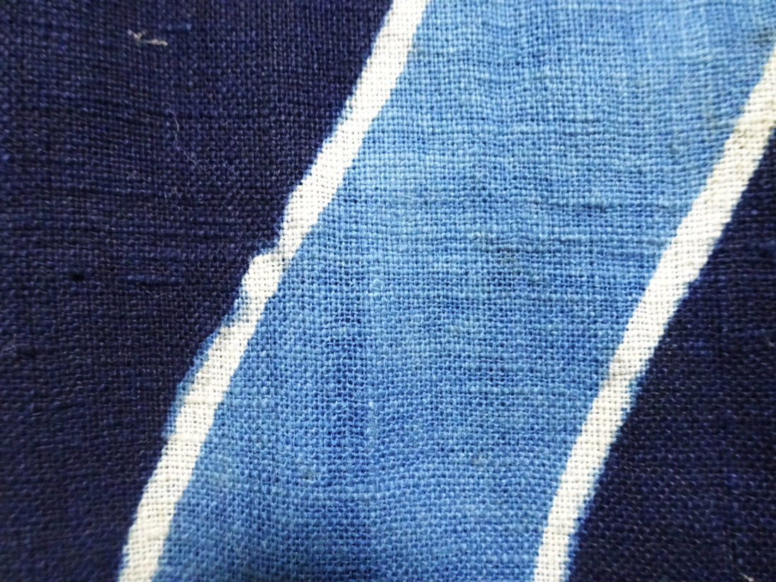 Rare Meiji Tsutsugaki Textile – Indigo Abstract Waves, Antique Japanese Cotton 14519