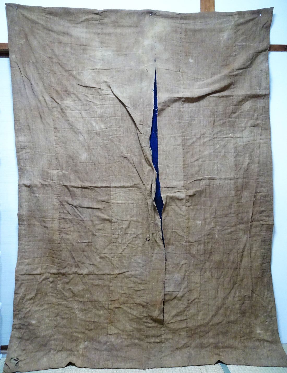 Rare Meiji Tsutsugaki Textile – Indigo Abstract Waves, Antique Japanese Cotton 14519