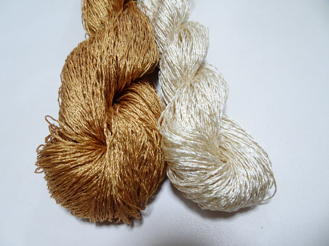 Japanese Vintage High Class Rare Silk Thread 2sets Mixture of Gold embroidery 14689