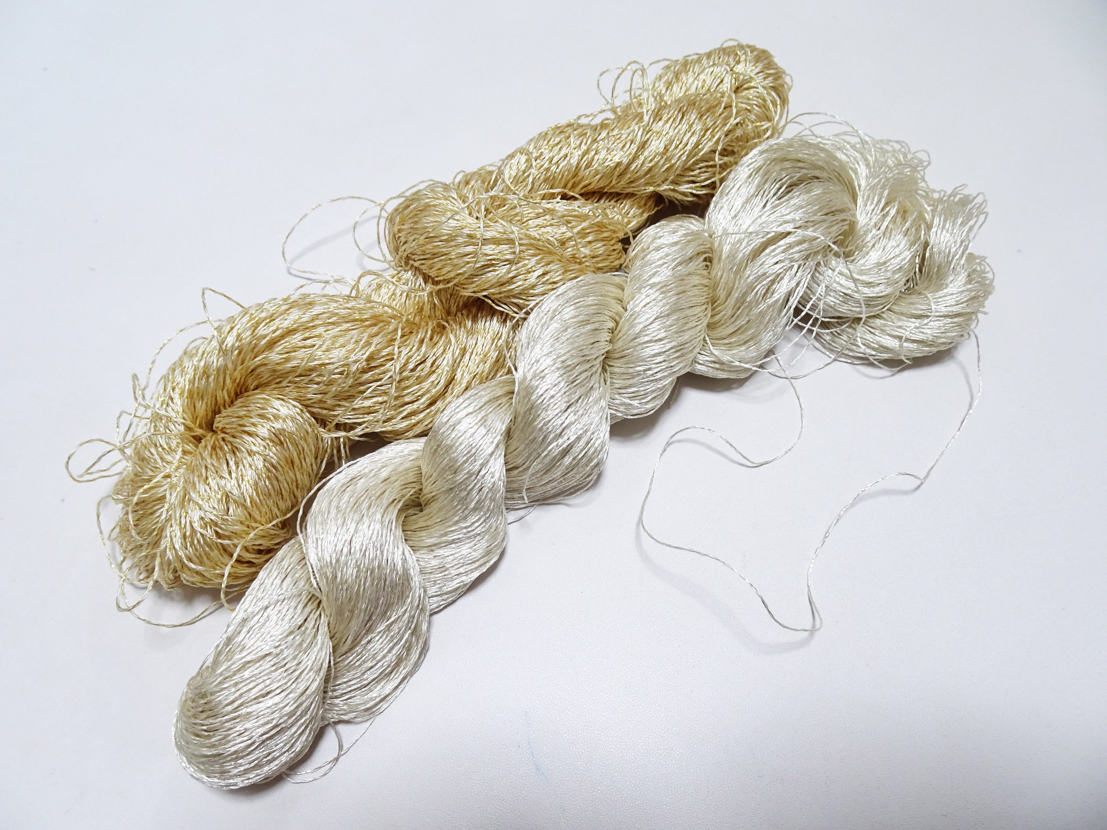 Japanese Vintage High Class Rare Silk Thread 2sets Mixture of Gold embroidery 14690