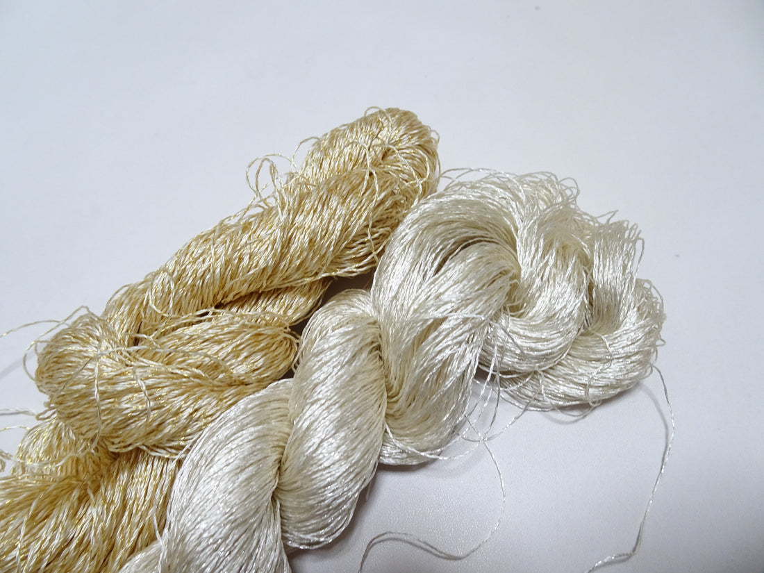 Japanese Vintage High Class Rare Silk Thread 2sets Mixture of Gold embroidery 14690