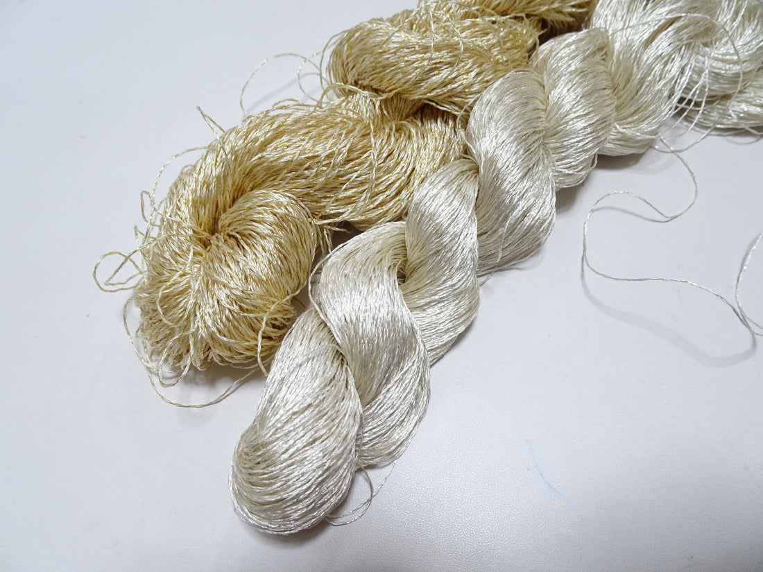 Japanese Vintage High Class Rare Silk Thread 2sets Mixture of Gold embroidery 14690