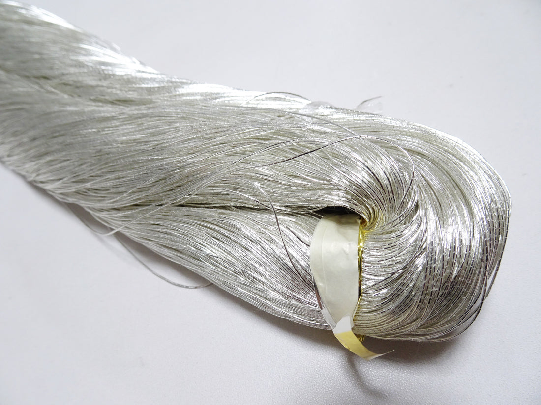 Japanese vintage Superb real silver leaf thread S6 embroidery 1000M  0.45mm  19573