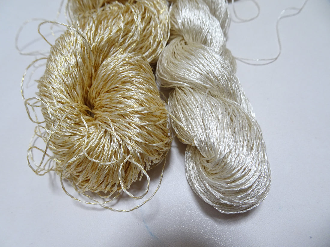 Japanese Vintage High Class Rare Silk Thread 2sets Mixture of Gold embroidery 14690