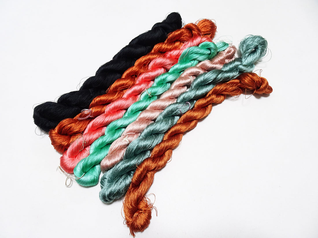 Japanese Vintage Twisted Silk Thread 7sets Embroidery 17428