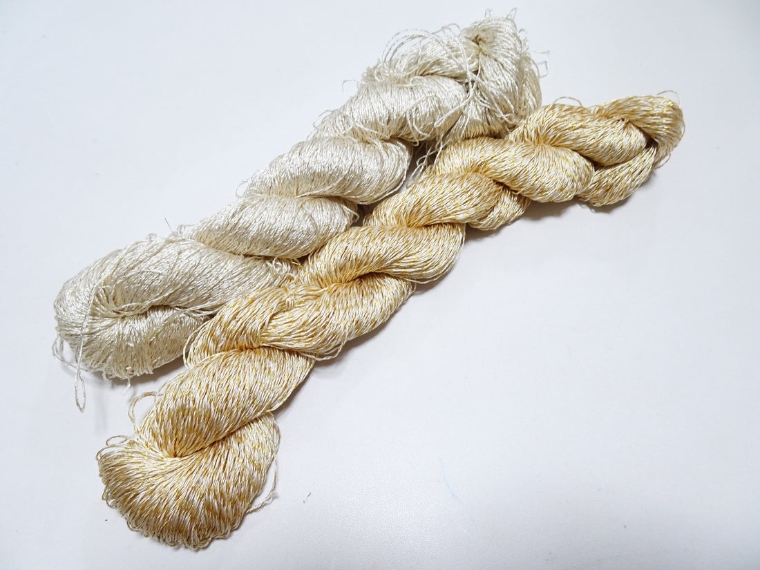 Japanese Vintage High Class Rare Silk Thread 2sets Mixture of Gold embroidery 14692