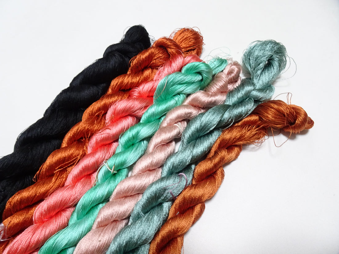 Japanese Vintage Twisted Silk Thread 7sets Embroidery 17428