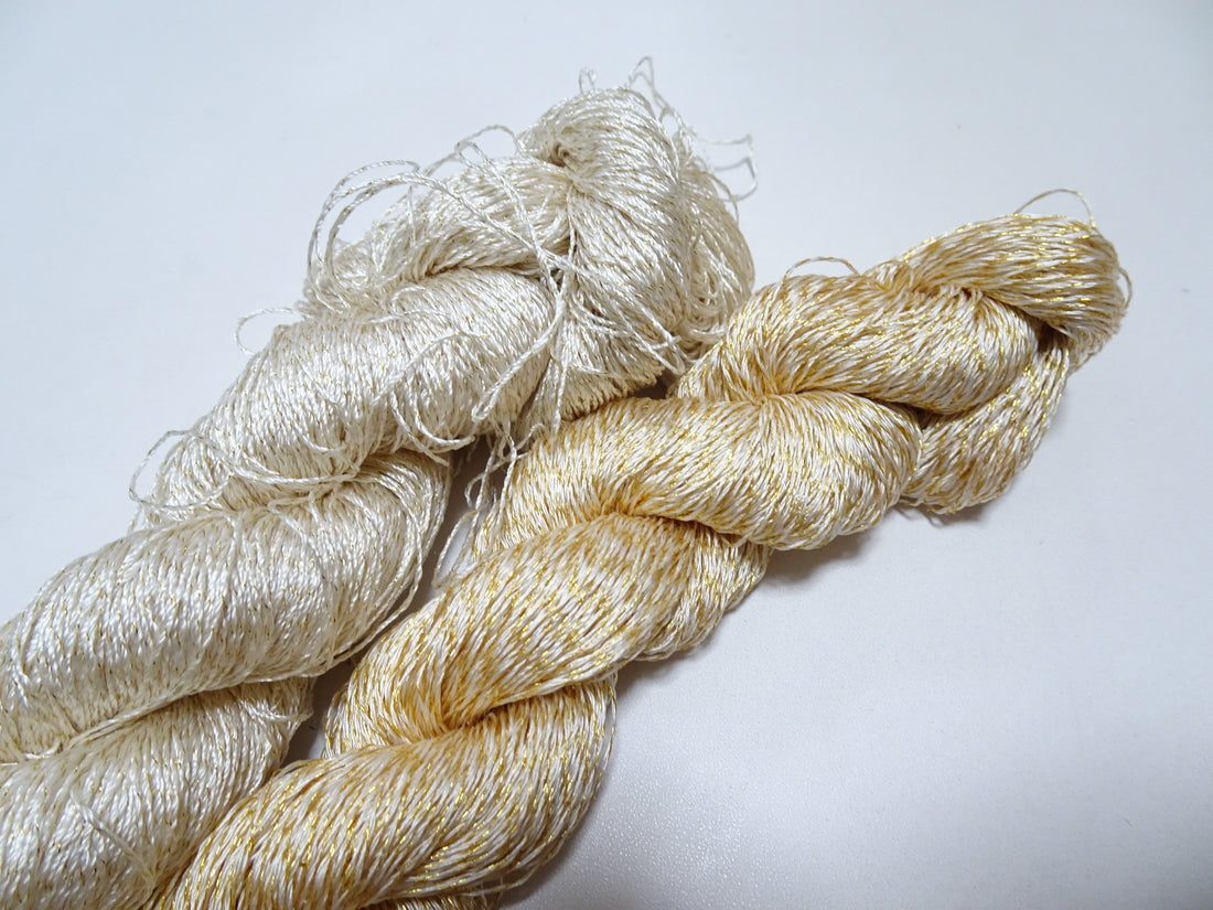Japanese Vintage High Class Rare Silk Thread 2sets Mixture of Gold embroidery 14692