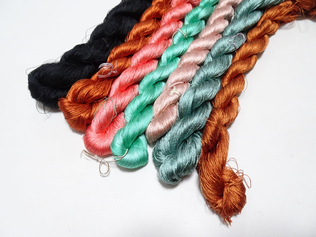 Japanese Vintage Twisted Silk Thread 7sets Embroidery 17428