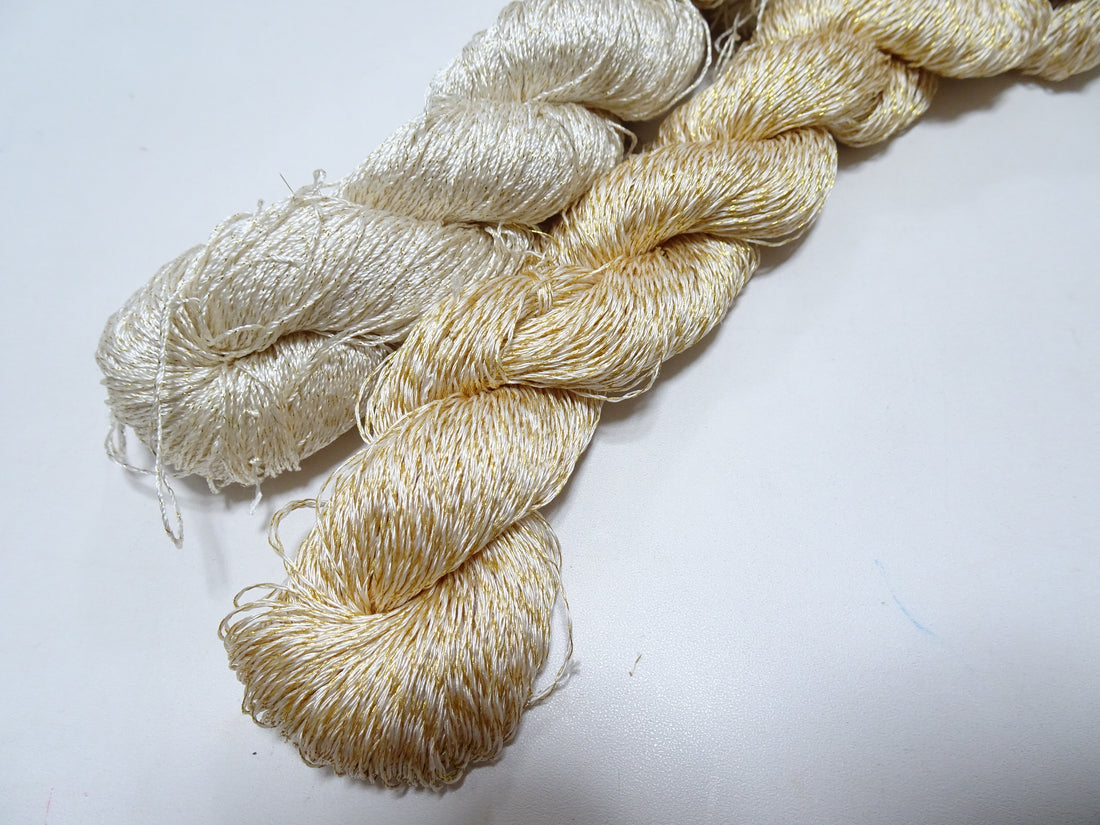 Japanese Vintage High Class Rare Silk Thread 2sets Mixture of Gold embroidery 14692