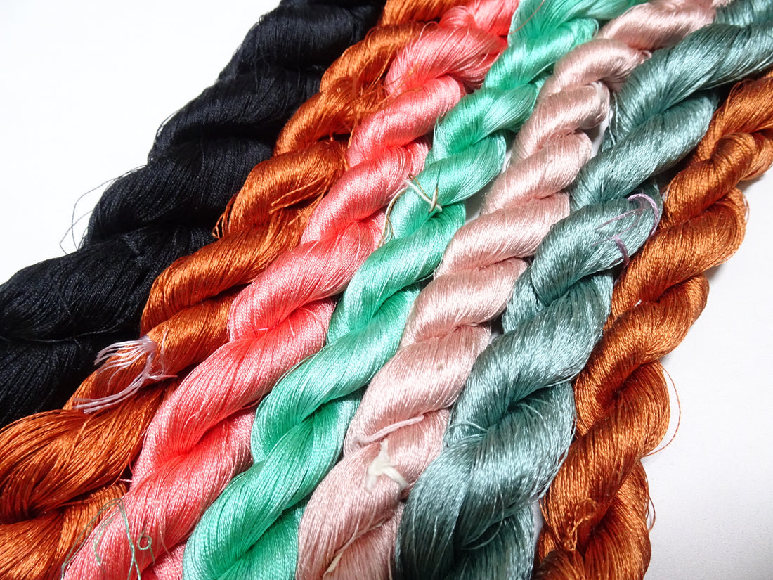 Japanese Vintage Twisted Silk Thread 7sets Embroidery 17428