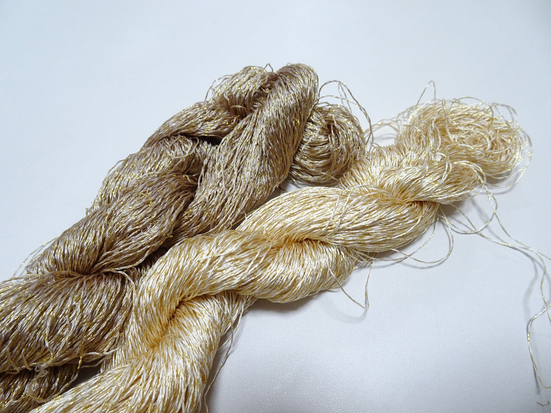 Japanese Vintage High Class Rare Silk Thread 2sets Mixture of Gold embroidery 14693