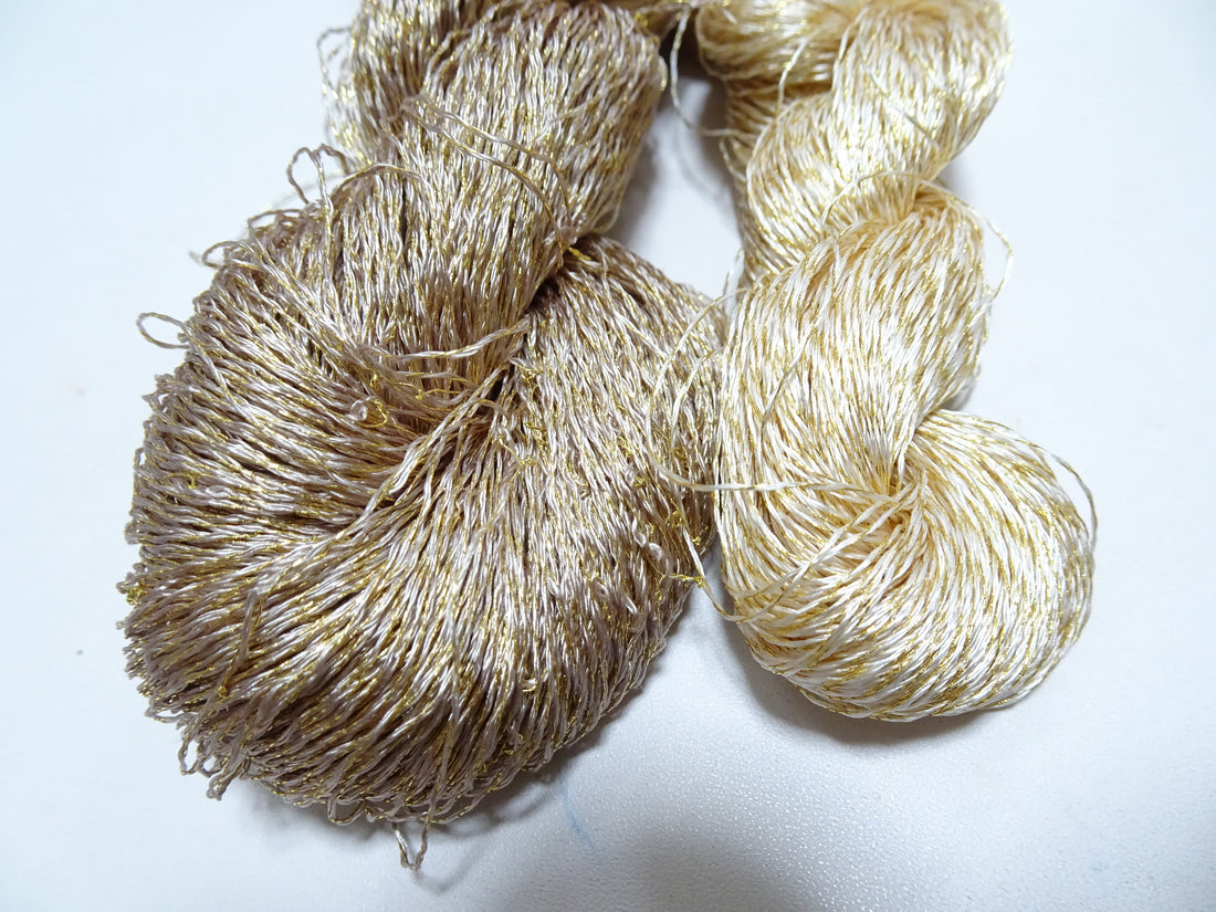 Japanese Vintage High Class Rare Silk Thread 2sets Mixture of Gold embroidery 14693