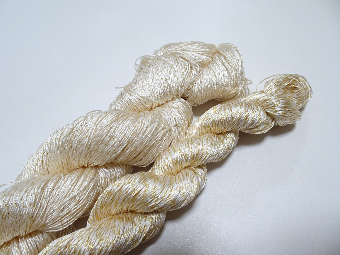 Japanese Vintage High Class Rare Silk Thread 2sets Mixture of Gold embroidery 14694