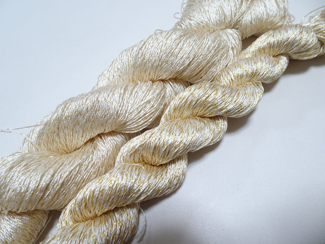 Japanese Vintage High Class Rare Silk Thread 2sets Mixture of Gold embroidery 14694