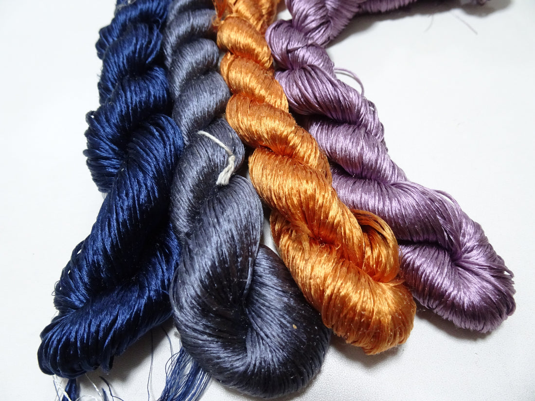 Japanese Vintage Loose Twisted Silk Thread 4sets Embroidery 18281
