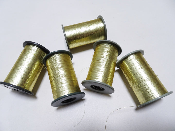 Japanese Vintage Gold thread flat type Hirahaku 5set  Aluminum foil &  Washi(japanese paper) embroidery 19579
