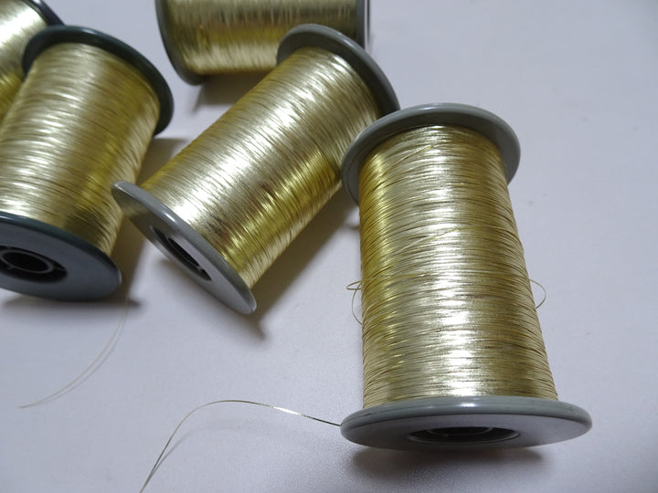 Japanese Vintage Gold thread flat type Hirahaku 5set  Aluminum foil &  Washi(japanese paper) embroidery 19579