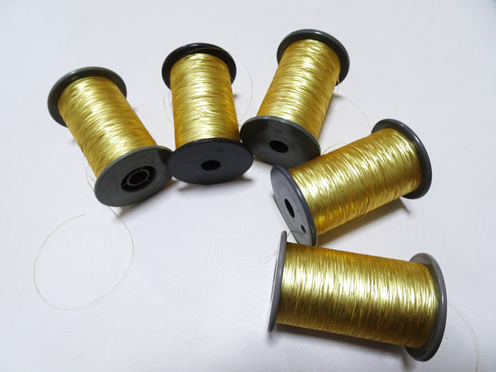 Japanese Vintage Gold thread flat type Hirahaku 5set  Aluminum foil &  Washi(japanese paper) embroidery 19580
