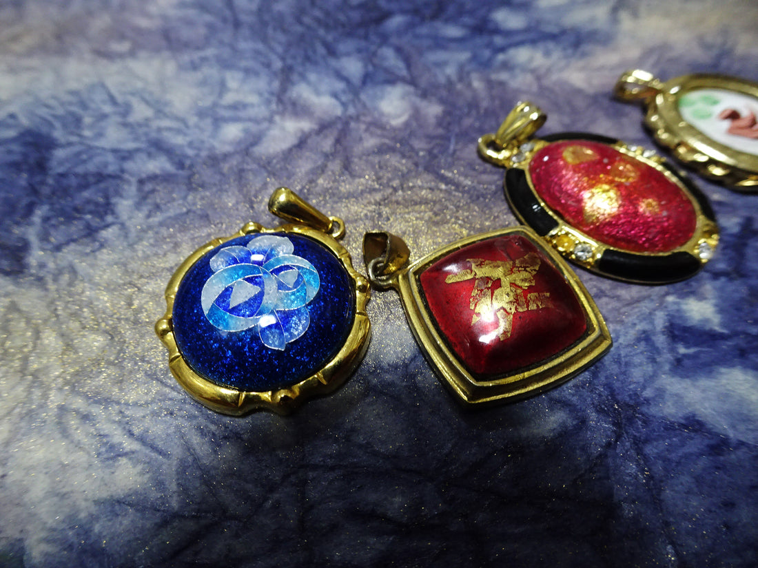 Japanese Vintage Pendant Top Sets Shippō-yaki (Cloisonné Enamel) 13007