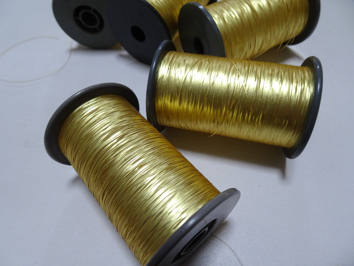 Japanese Vintage Gold thread flat type Hirahaku 5set  Aluminum foil &  Washi(japanese paper) embroidery 19580