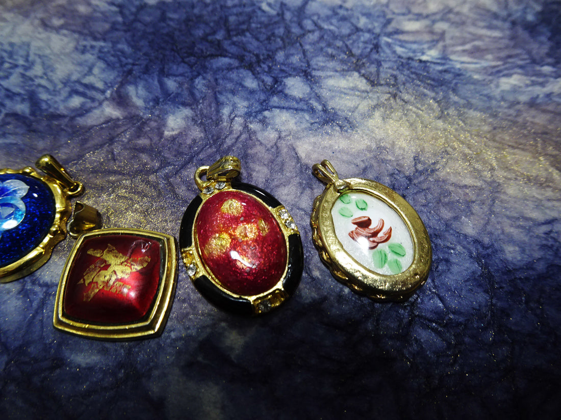 Japanese Vintage Pendant Top Sets Shippō-yaki (Cloisonné Enamel) 13007