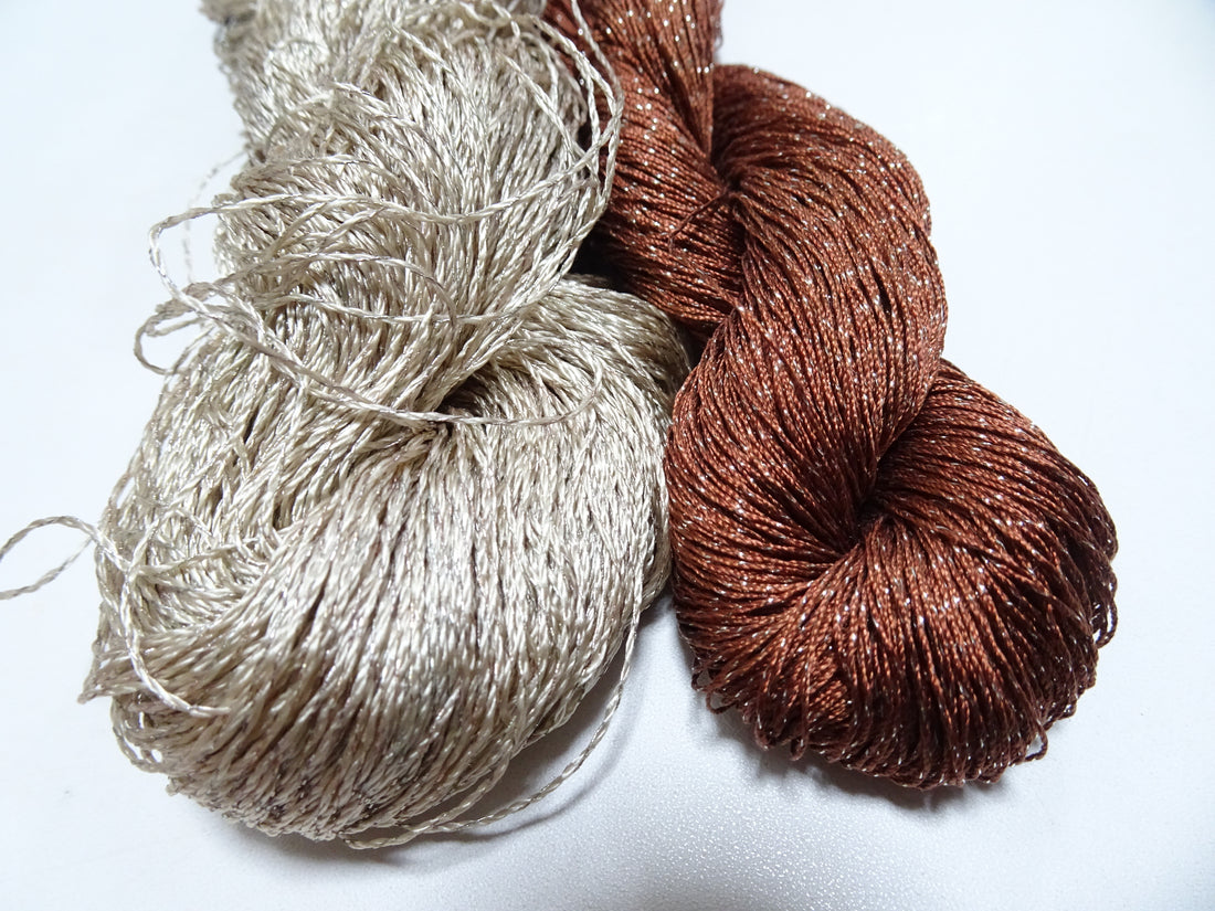Japanese Vintage High Class Rare Silk Thread 2sets Mixture of Gold embroidery 14697
