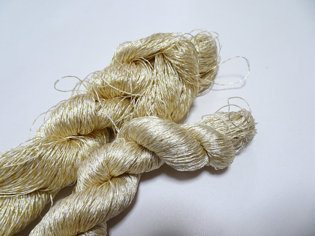 Japanese Vintage High Class Rare Silk Thread 2sets Mixture of Gold embroidery 14698