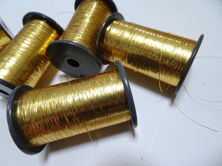 Japanese Vintage Gold thread flat type Hirahaku 5set  Aluminum foil &  Washi(japanese paper) embroidery 19581