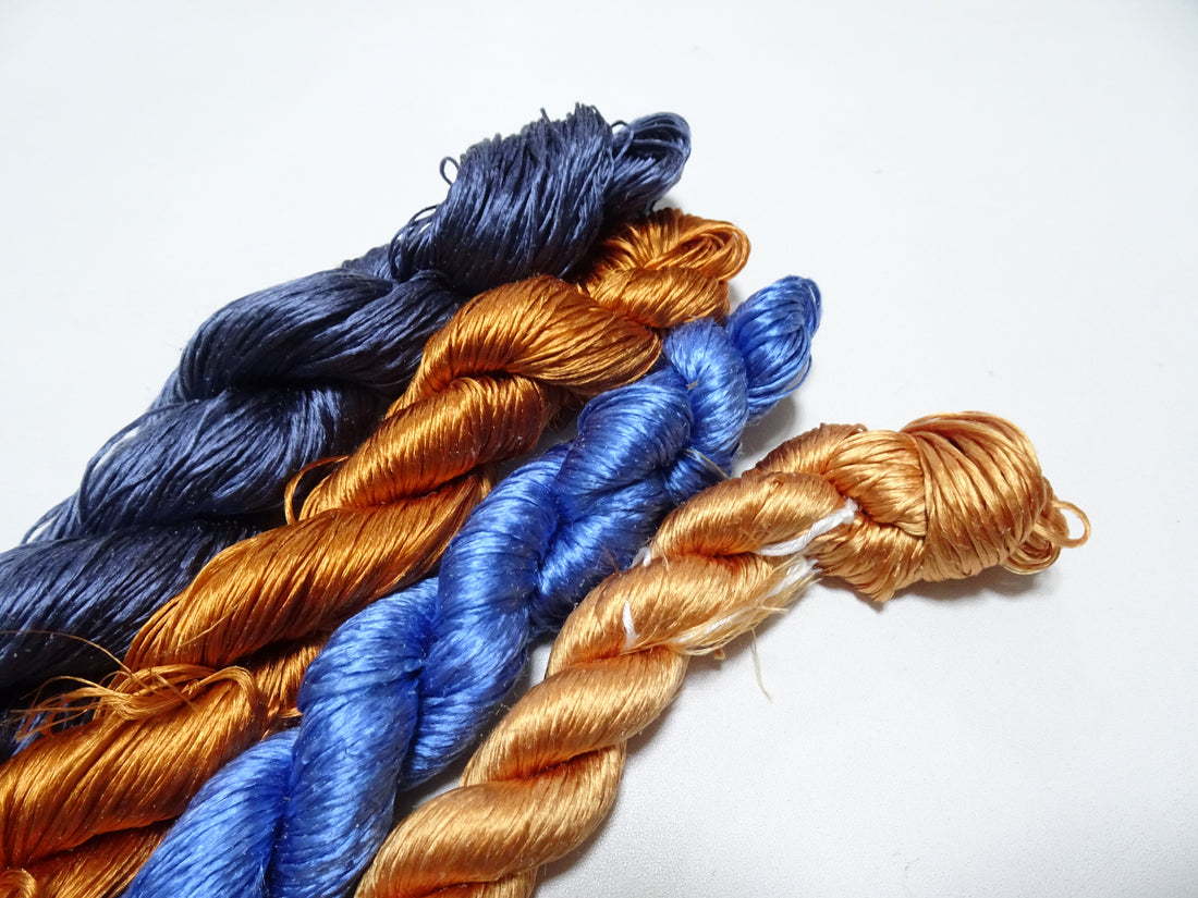 Japanese Vintage Loose Twisted Silk Thread 4sets Embroidery 18284