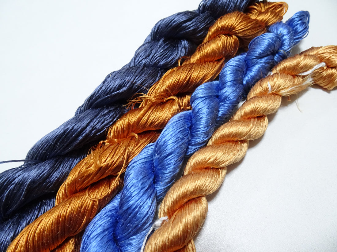 Japanese Vintage Loose Twisted Silk Thread 4sets Embroidery 18284