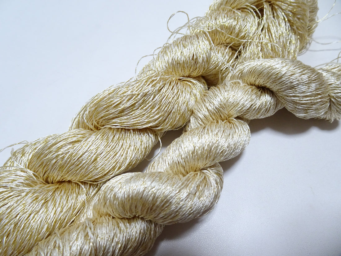Japanese Vintage High Class Rare Silk Thread 2sets Mixture of Gold embroidery 14698