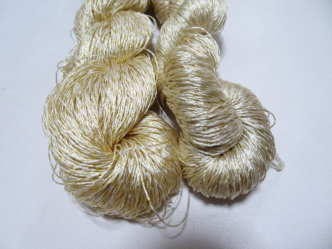 Japanese Vintage High Class Rare Silk Thread 2sets Mixture of Gold embroidery 14698
