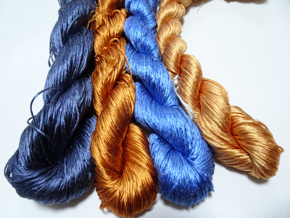 Japanese Vintage Loose Twisted Silk Thread 4sets Embroidery 18284