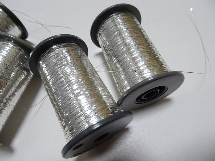 Japanese Vintage Silver thread flat type Hirahaku 5set  Aluminum foil &  Washi(japanese paper) embroidery 19582