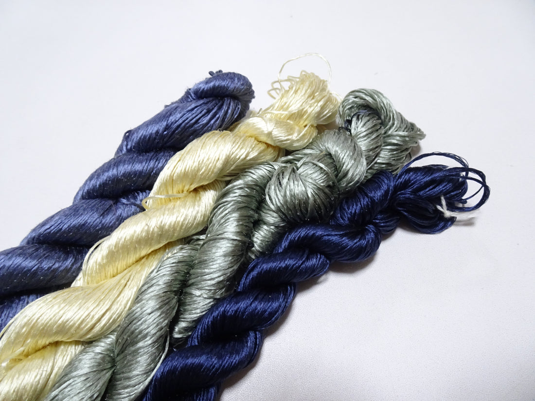 Japanese Vintage Loose Twisted Silk Thread 4sets Embroidery 18285
