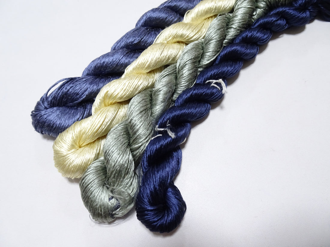 Japanese Vintage Loose Twisted Silk Thread 4sets Embroidery 18285