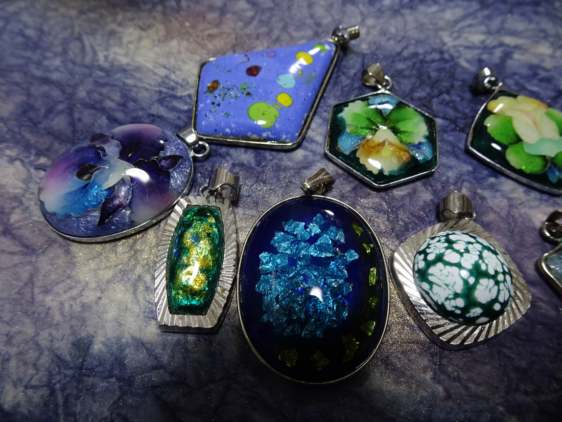 Japanese Vintage Pendant Top Sets Shippō-yaki (Cloisonné Enamel) 13010