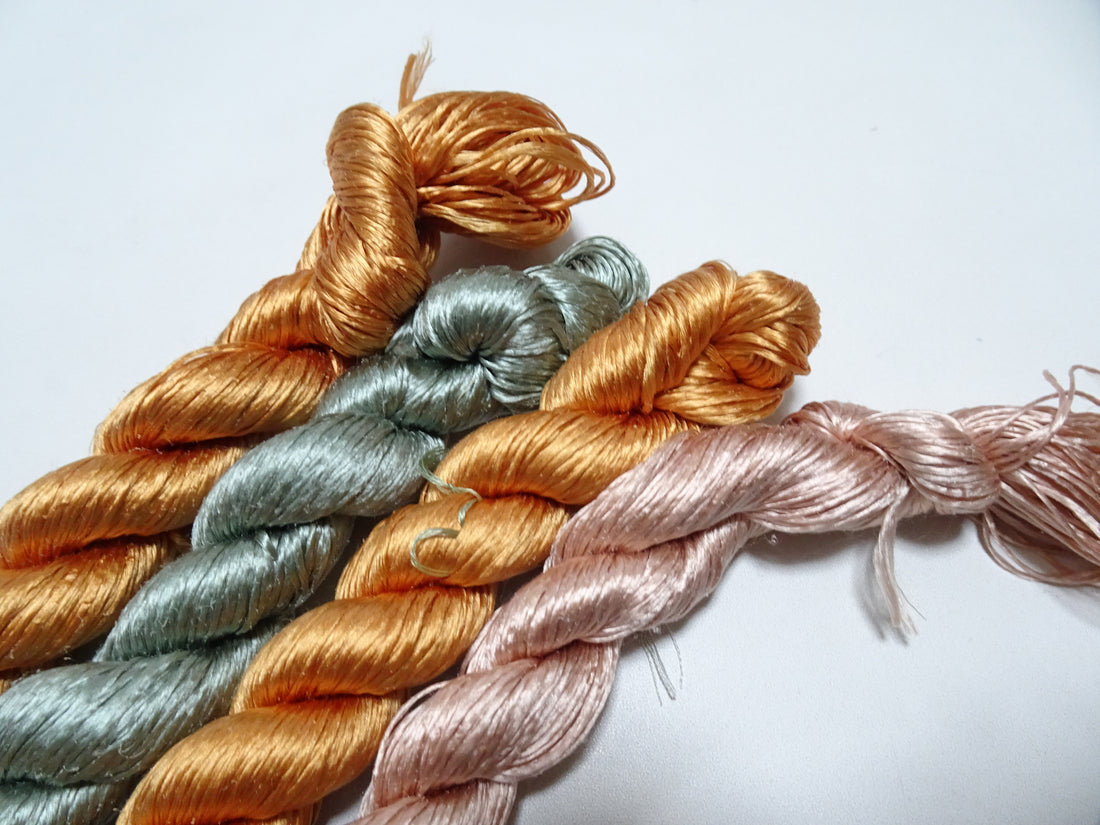Japanese Vintage Loose Twisted Silk Thread 4sets Embroidery 18286