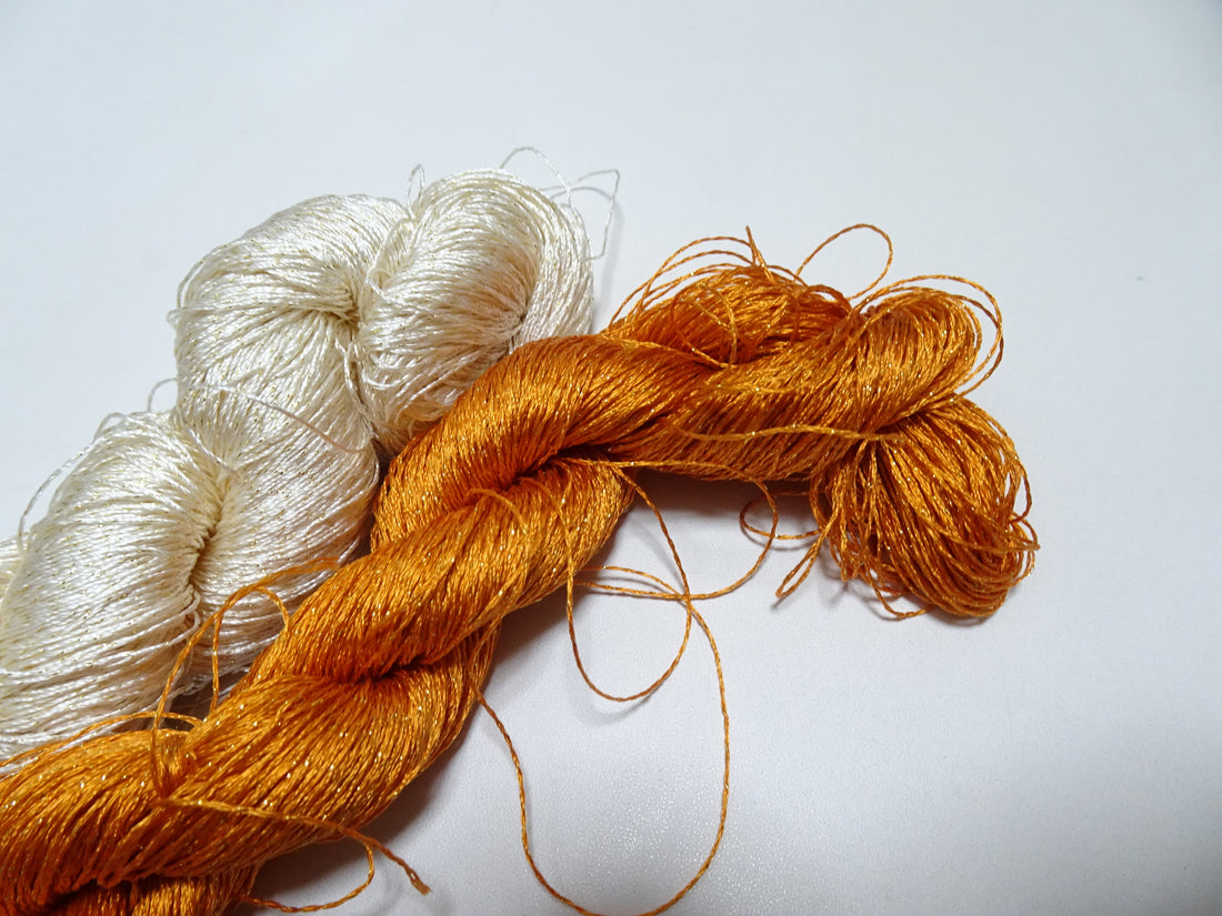 Japanese Vintage High Class Rare Silk Thread 2sets Mixture of Gold embroidery 14700