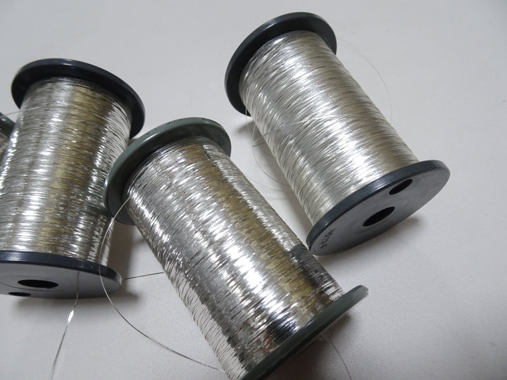 Japanese Vintage Silver thread flat type Hirahaku 5set  Aluminum foil &  Washi(japanese paper) embroidery 19583