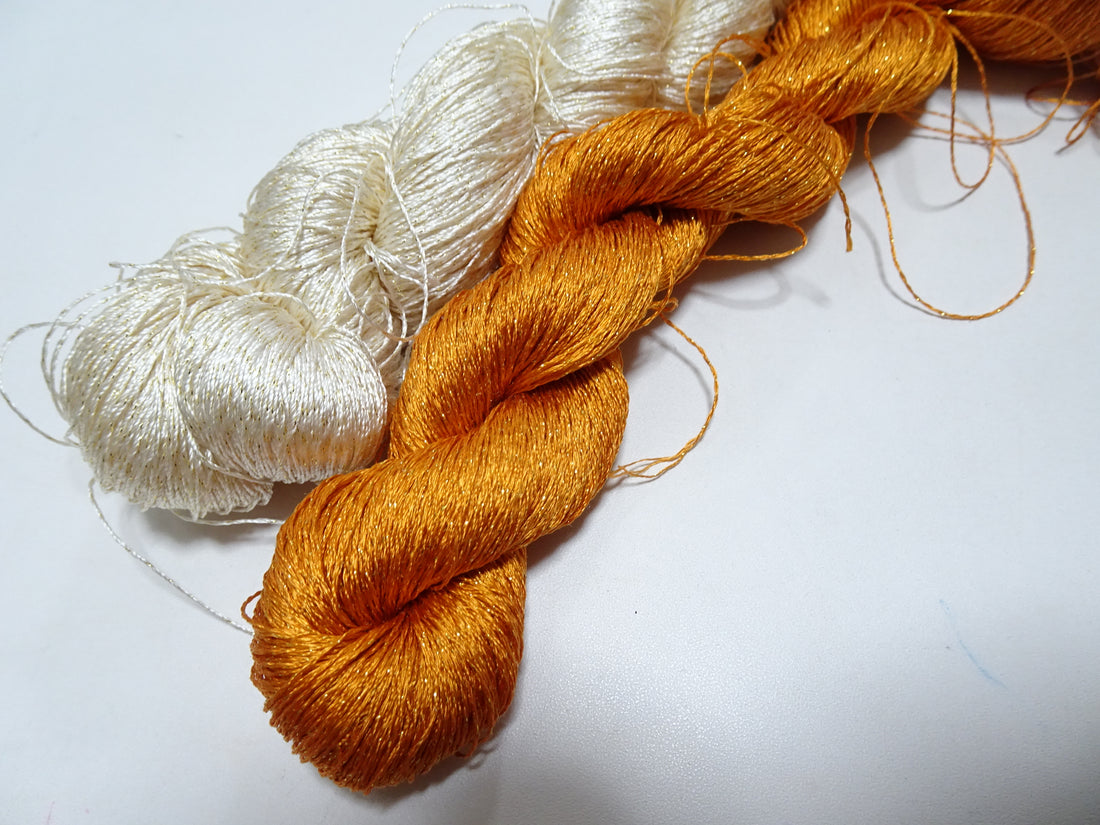 Japanese Vintage High Class Rare Silk Thread 2sets Mixture of Gold embroidery 14700