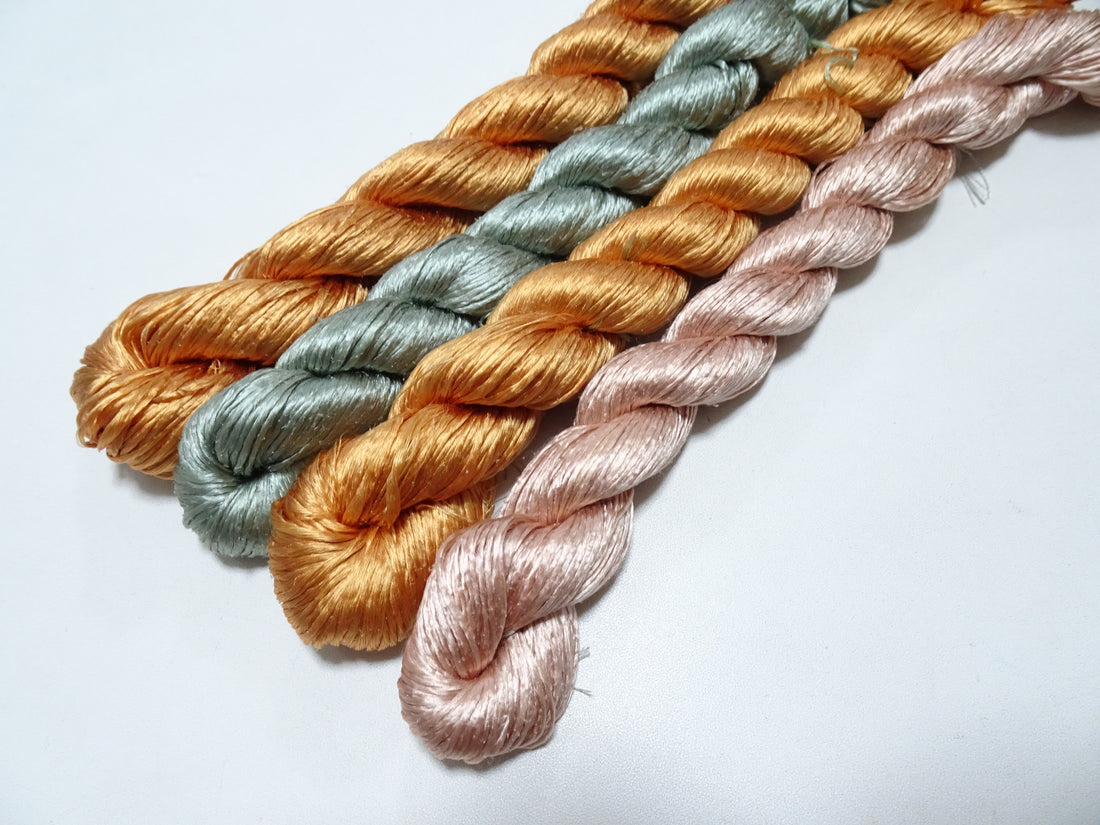 Japanese Vintage Loose Twisted Silk Thread 4sets Embroidery 18286